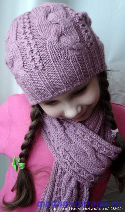 Комплект для девочки - шапочка и шарф.